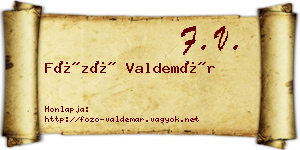Főző Valdemár névjegykártya